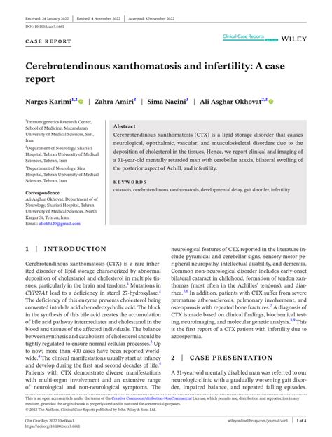 Pdf Cerebrotendinous Xanthomatosis And Infertility A Case Report