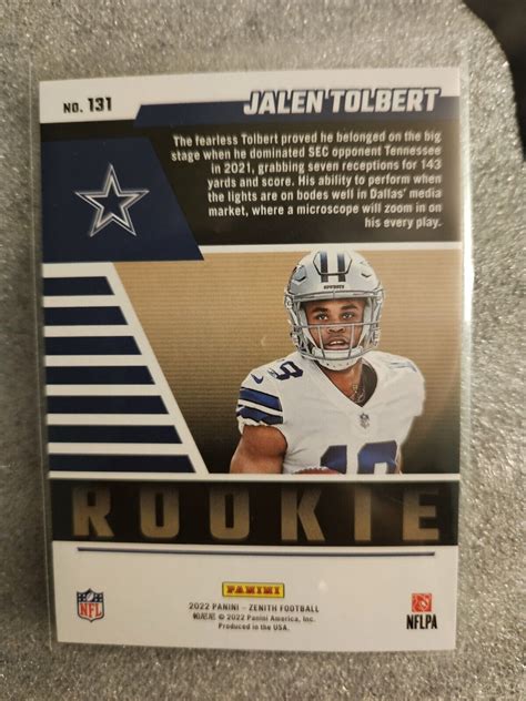 2022 Panini Zenith Rookies Red Zone 131 Jalen Tolbert Rc For Sale