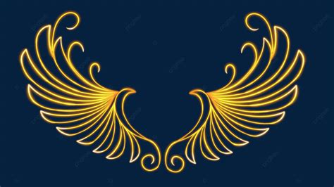 Wing Light Effect Hd Transparent Neon Light Effect Wings Yellow Neon