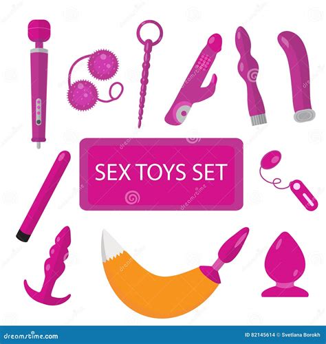 Sex Shop Vector Icons Symbols Set Flat Style Illustration Clip Art Stock Vector