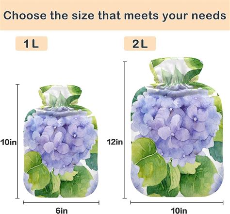 Naanle Watercolor Hot Water Bottle With Cover Floral Hydrangeas L Menstrual Cramps Relief