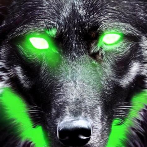 Black Wolf With Green Eyes