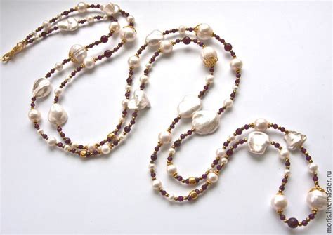 Сотуар из жемчуга и гранатов "Женева" серебро позолота ... в интернет ...