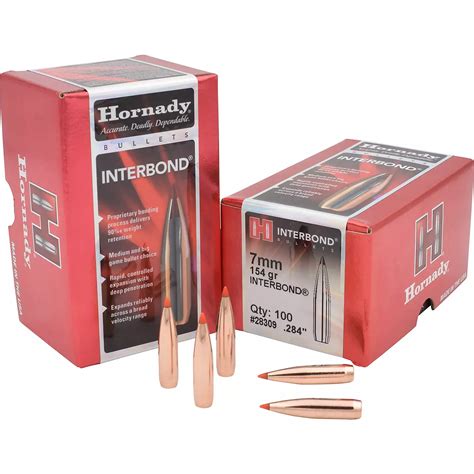 Hornady InterBond 7mm .284 154-Grain Reloading Bullets - 100 Rounds ...