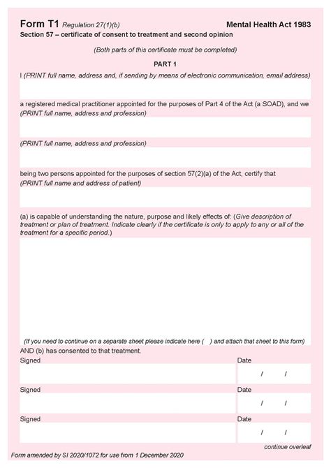 Form T Section Certificate Of Consent To Treatment And Second