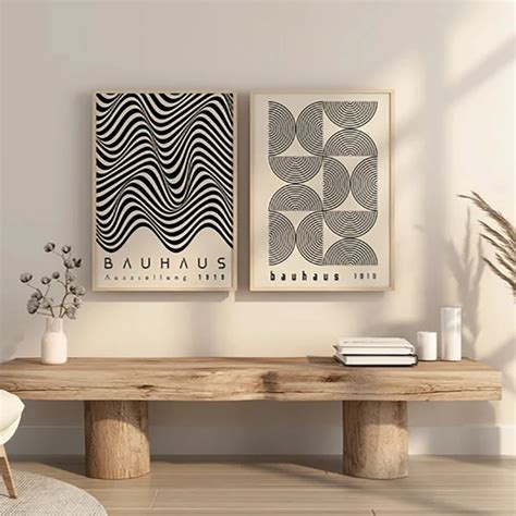 Boho Bauhaus Artwork Poster Mid Century Modern Wall Art Canvas Painting