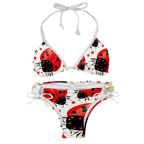 Seven Starred Ladybird Swimwear Bikini Set With Detachable Sponge Adjustable Strap Two Pack