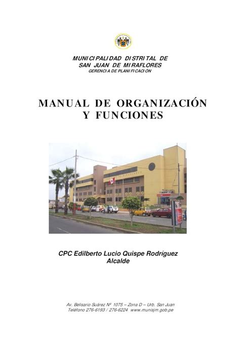 PDF MANUAL DE ORGANIZACIÓN Y FUNCIONES orgánicas de la