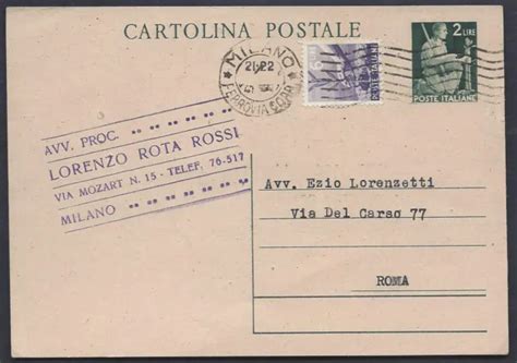 Storia Postale Repubblica Intero L Da Milano A Roma F Eur