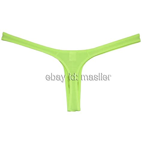 Men Ice Silk Thong Pouch Bikini Jockstrap Hipster Micro G String Underwear EBay