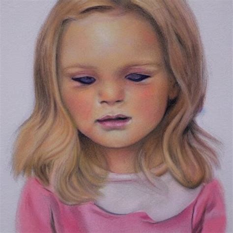 Year Old Blonde Girl With Iphone Colored Pencil On White Backg Arthub Ai