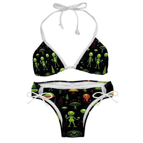 Alien Detachable Sponge Adjustable Strap Bikini Set Two Pack Swim Suit Swimsuits Bikini