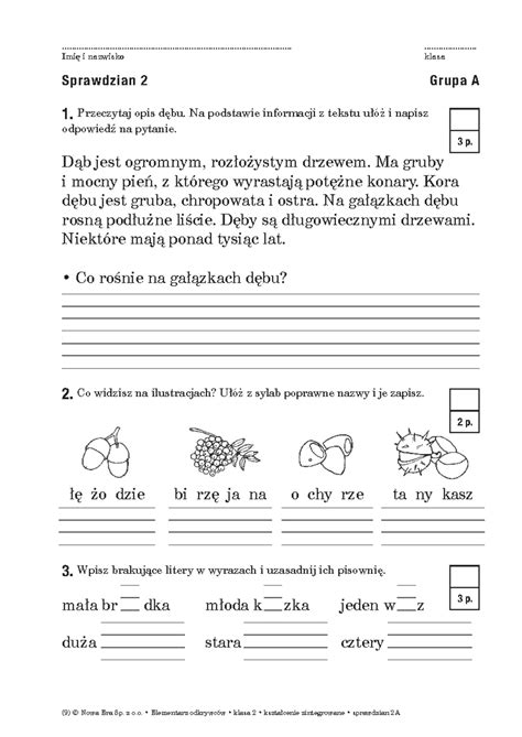 Diagnoza koncoworoczna klasa 1 - Język polski - b