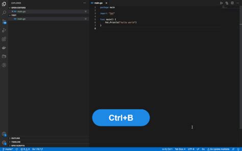 Visual Studio Code keyboard shortcuts: toggle sidebar