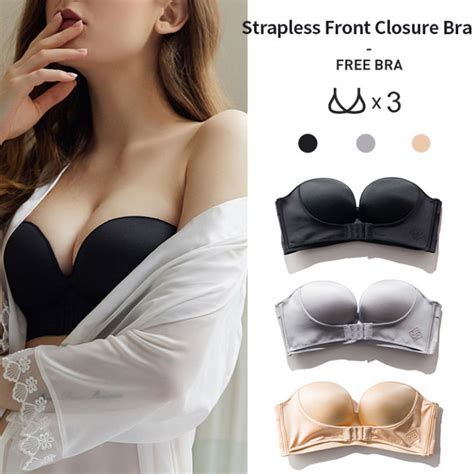 Strapless Front Closure Bra Push Up Invisible Underwear Sexy Slip Proof Lingerie Lazada Ph