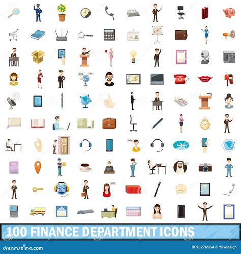 finance department icons set cartoon style stock vector