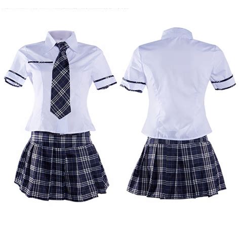 Jual Sexy Lingerie Wanita Seragam Sekolah Kotak Kotak M L Gaun A232 Putih A All Size