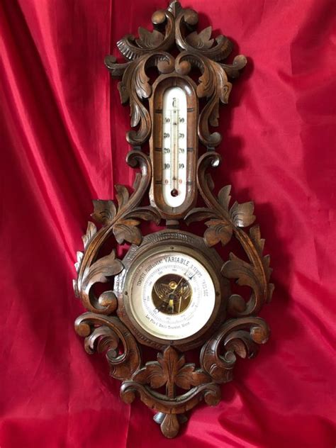 Barometer Met Porseleinen Thermometer Emaille Hout Catawiki