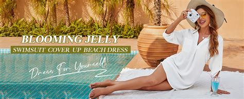 Blooming Jelly Womens Bathing Suit Cover Ups Bikini Swimsuit Coverup Drawstring Beach Dress