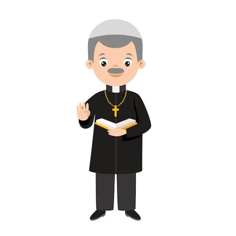 Dibujo De Dibujos Animados De Un Sacerdote Vector Premium