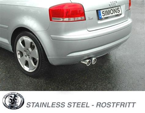 Simons Edelstahl Sport Auspuffanlage 2x80 mm rund für Audi A3 8P