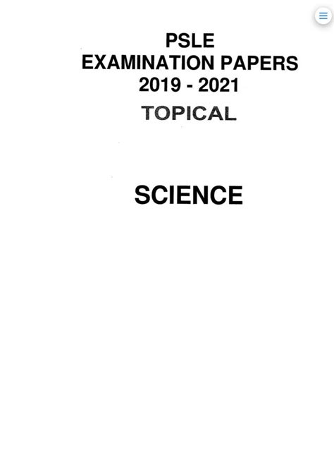 Psle Actual Past Year Paper Soft Copy Math Topical Science Topical