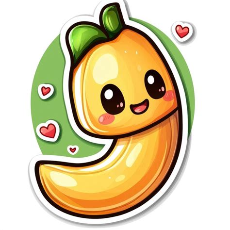 cute cartoon banana  hearts sticker premium ai generated image