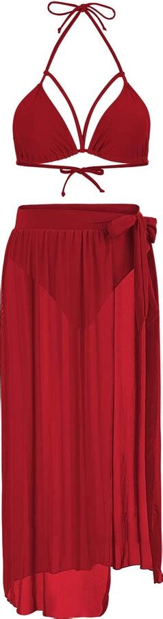 Kisscynest Women S Sexy Bikini Swimsuits High Waisted Cut Out Bathing Suit With Mesh Skirt Cover