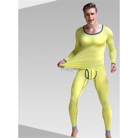 Ensemble de lingerie Hommes sous vêtements thermiques jeunes longs Jhons basique coloré Thermo