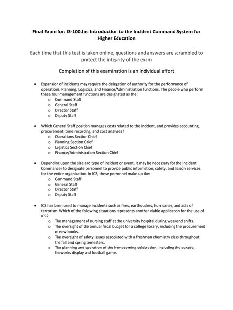 Ics 100 Answer Sheet