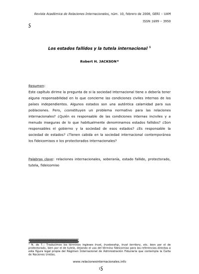 Los Estados Fallidos Y La Tutela Internacional