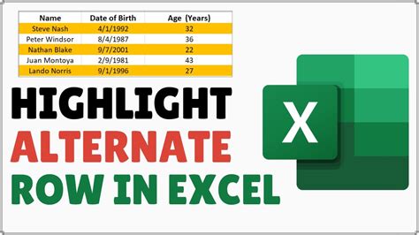 How To Highlight Every Other Row In Excel Youtube