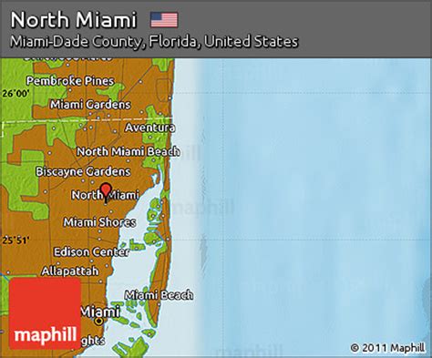 Free Physical Map of North Miami