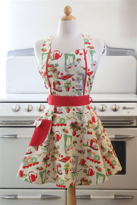 Retro Apron Fifties Kitchen Maggie Etsy Vintage Style Aprons Retro