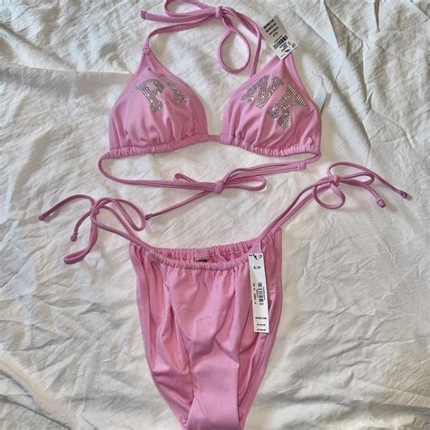 Limited Edition Pink Lollipop Rhinestone Bikini Depop