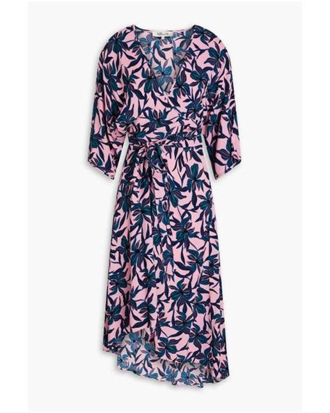 Diane Von Furstenberg Eloise Wrap Effect Floral Print Crepe Midi Dress