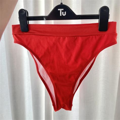Co Ordinating Red High Waisted Bikini Bottoms From Depop