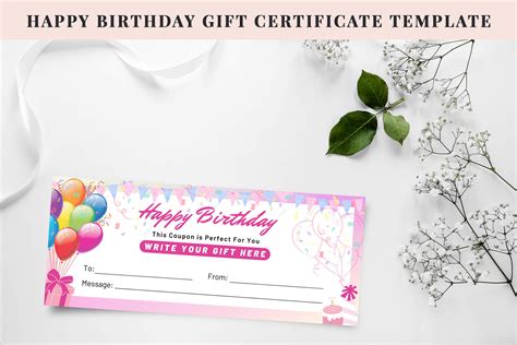 Editable Happy Birthday T Certificate Design Template
