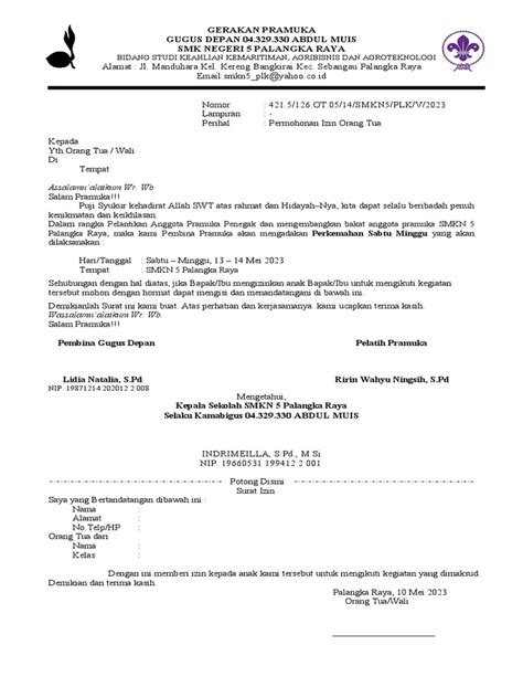 Contoh Surat Izin Orang Tua Untuk Persami Pdf
