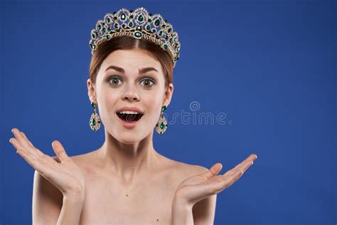Princess Naked Shoulders Jewelry Cosmetics Attractive Look Close Up Lifestyle Stock Image