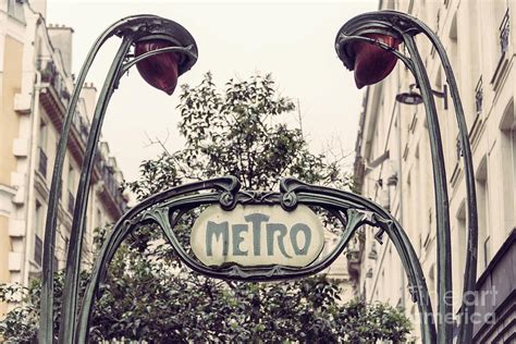 Paris metro vintage sign Photograph by Delphimages Paris Photography