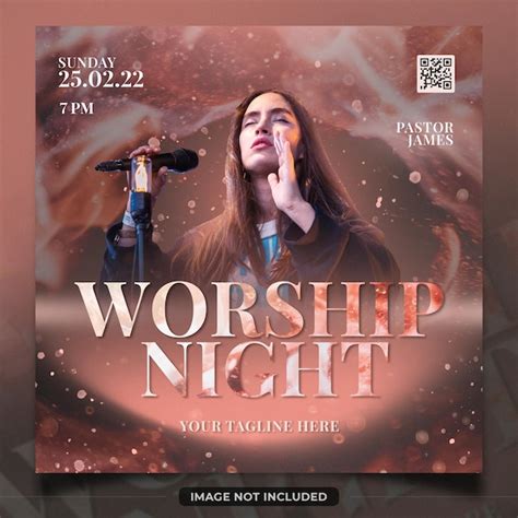 Premium Psd Worship Night Church Poster Social Media Flyer