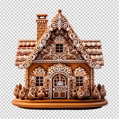Gingerbread Shack Isolated On Transparent Background Premium Ai