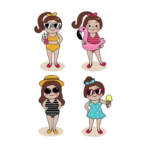 Mädchen im bikini Premium Vektor