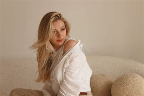 Portrait Of A Cute Beautiful Blonde With A Pretty Face Stock Image Image Of Beautiful Cute