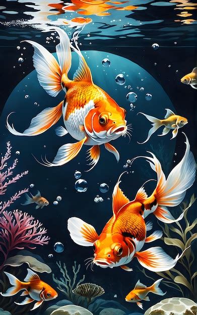 Premium Ai Image Beautiful Underwater Painting Of Gold Fish