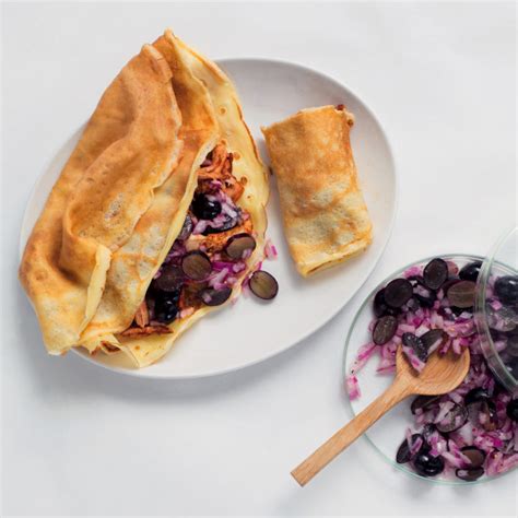 Savoury Crêpes With Pulled Chicken And Grape Salsa Mykitchen