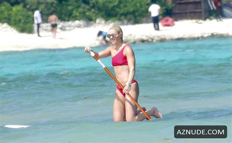 Lindsey Vonn Sexy Seen In A Red Bikini As She Takes Paddle Board For A Ride In Tulum Aznude