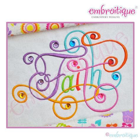 Faith Calligraphy Script Embroidery Design Large Instant Download