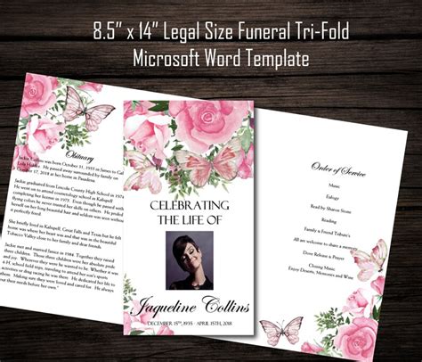 Diy Printable X Tri Fold Funeral Program Memorial Etsy